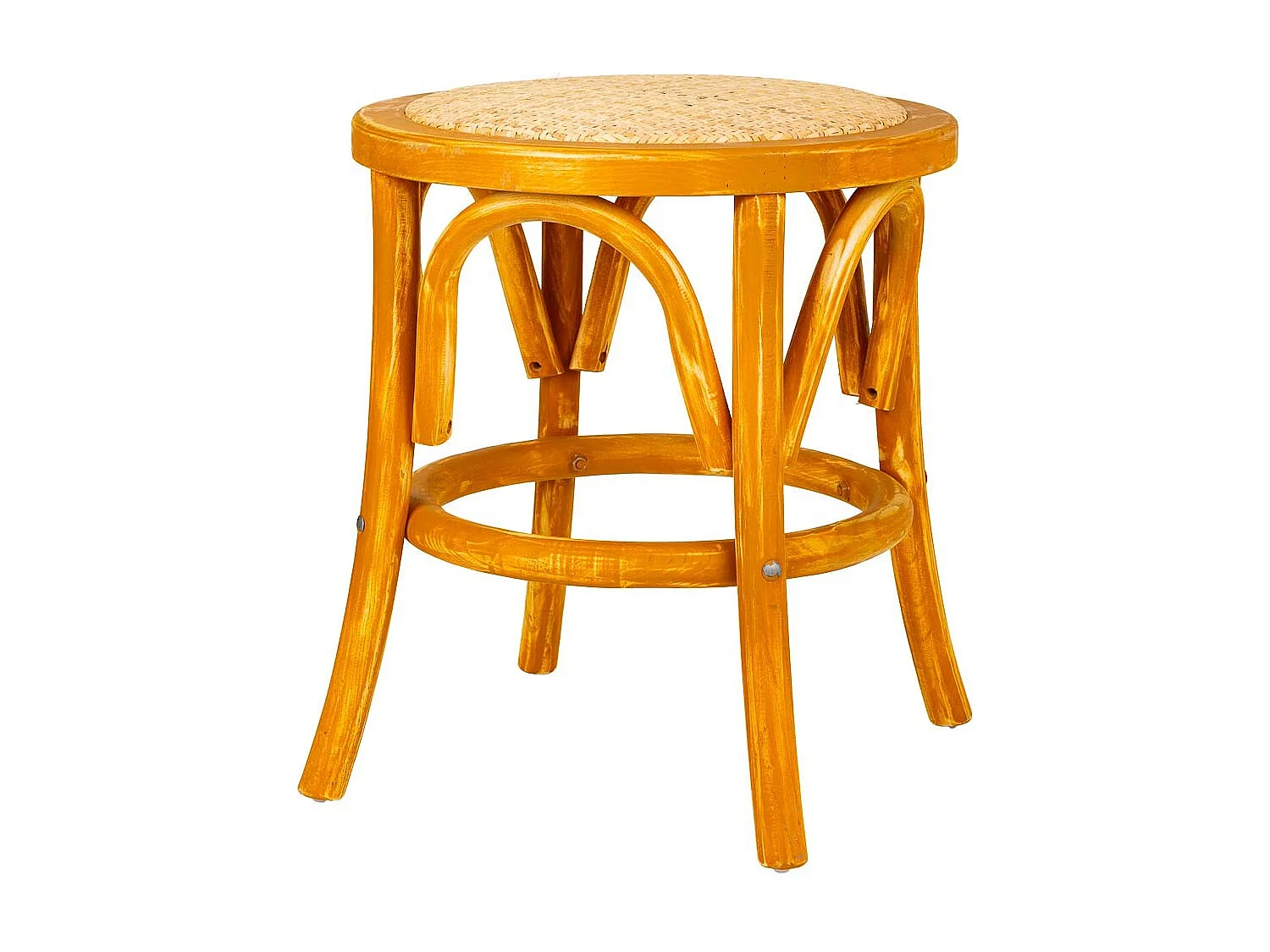 Holzhocker und brauner Rattansitz, T40x45h cm