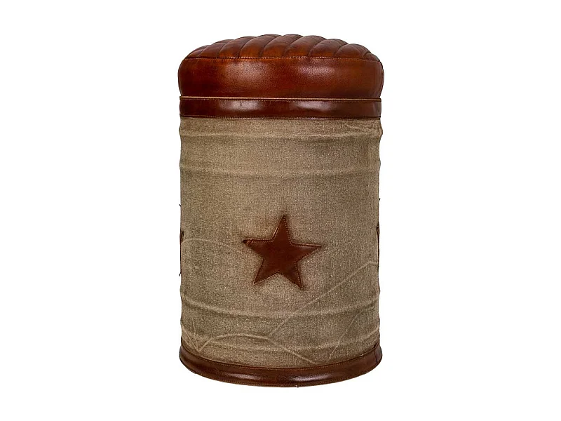 Brauner Kunstlederhocker 30x30x45h cm