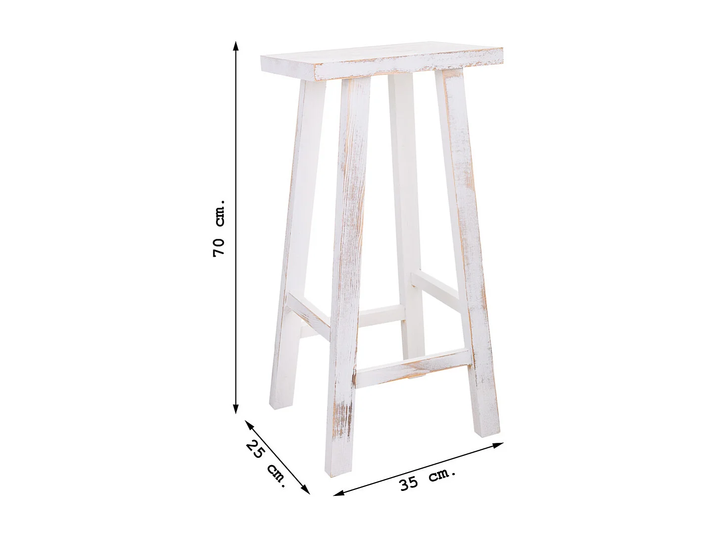 Sgabello in legno bianco 35x25x70h