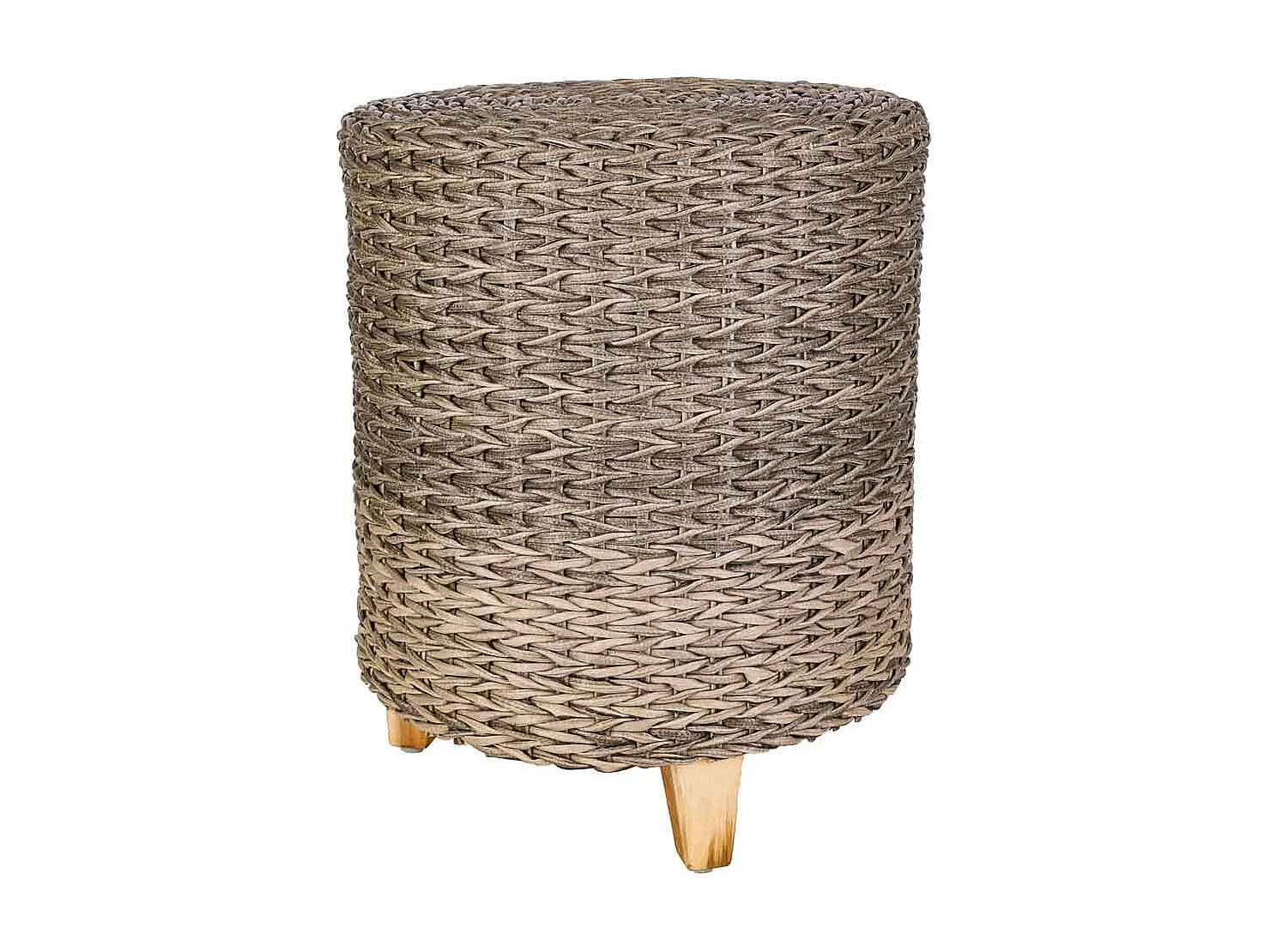 Grauer Polyrattan-Hocker, T40x48h cm