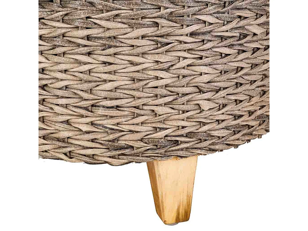 Grauer Polyrattan-Hocker, T40x48h cm