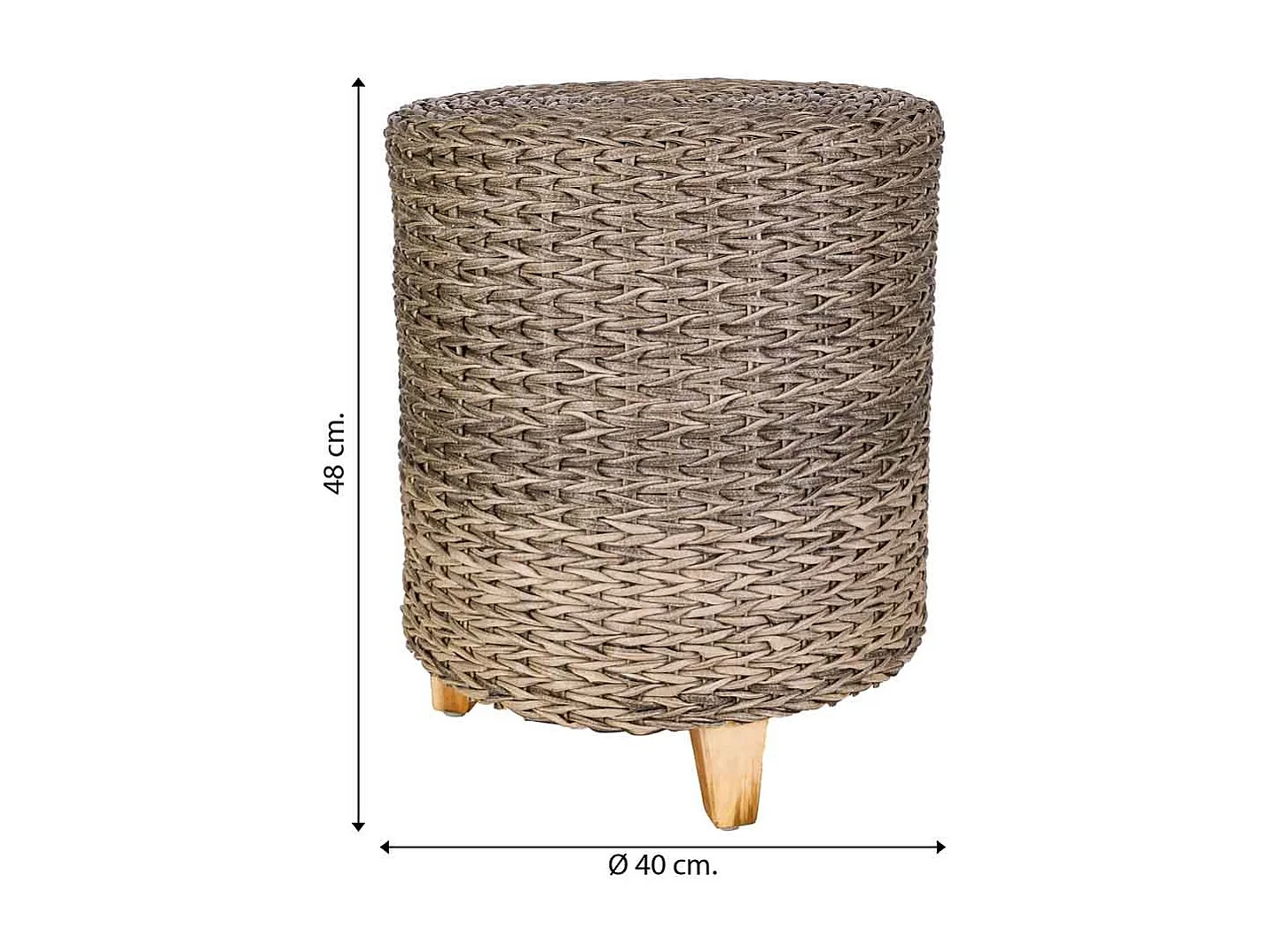 Grauer Polyrattan-Hocker, T40x48h cm