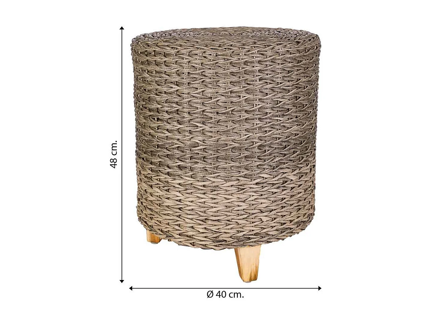 Grauer Polyrattan-Hocker, T40x48h cm