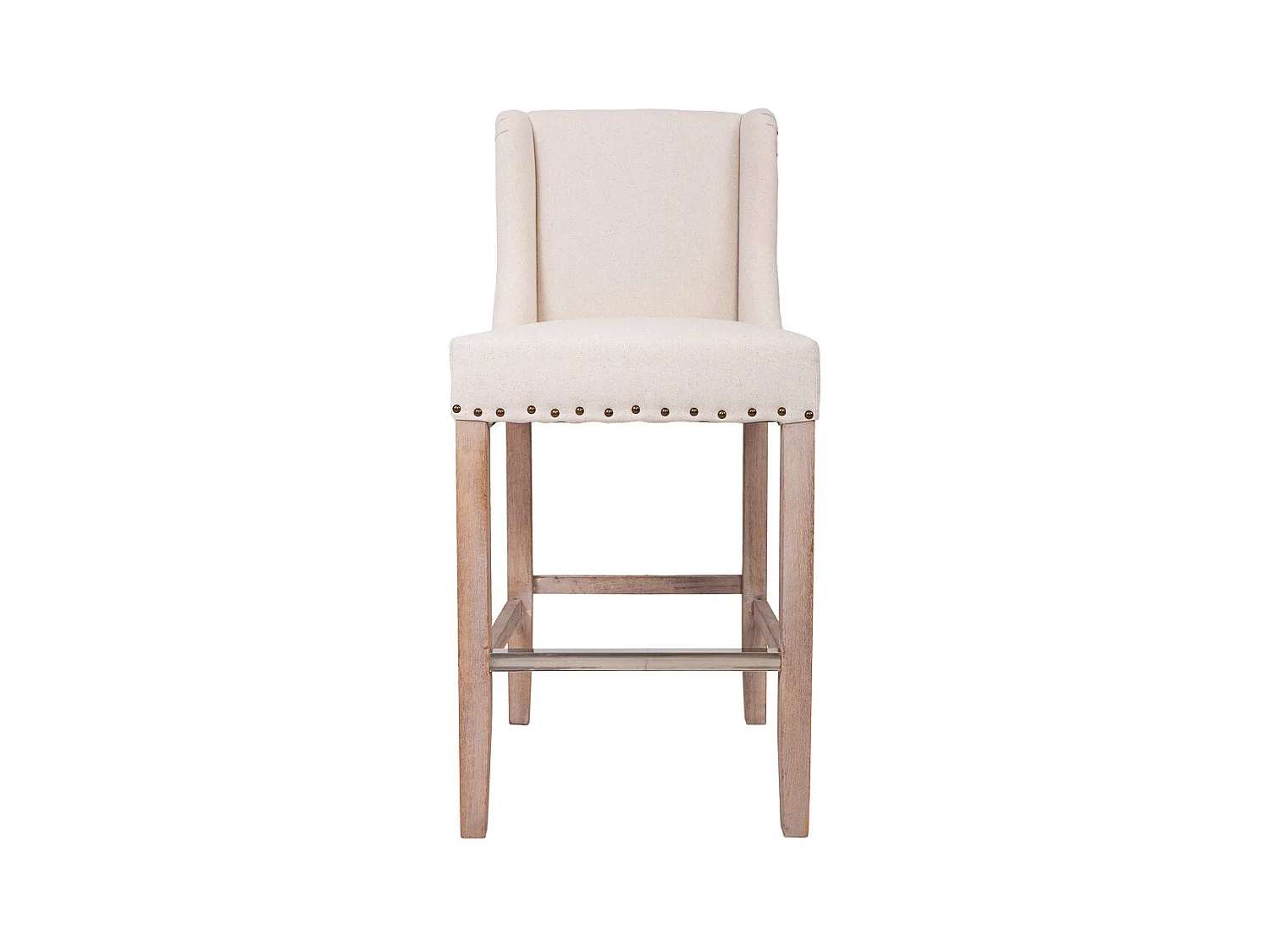 Tabouret en bois et tissu beige 48x58x67/104h