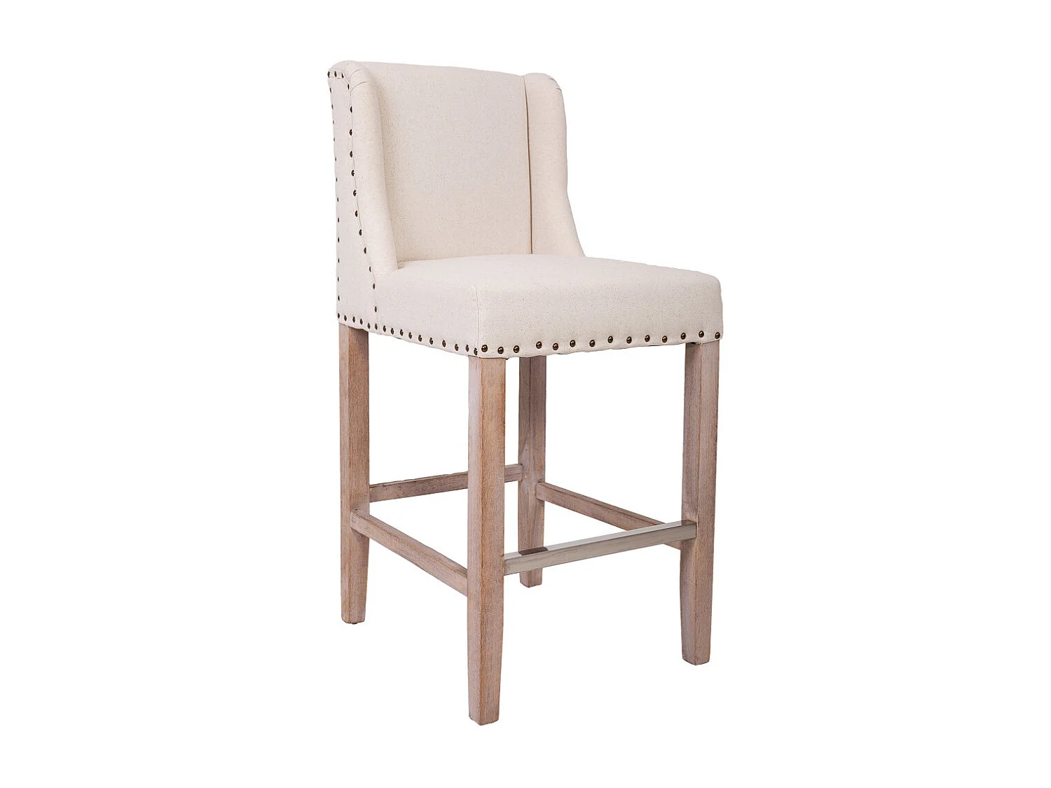 Sgabello imbottito in legno e beige 48x58x67/104h