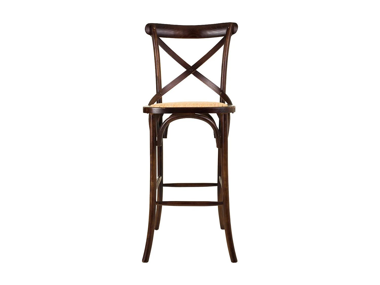 Taburete de madera y asiento de ratán marrón 45x53x75/116