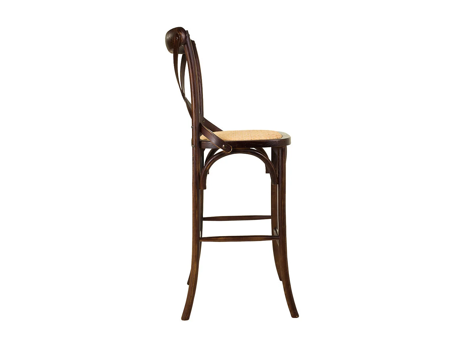 Taburete de madera y asiento de ratán marrón 45x53x75/116