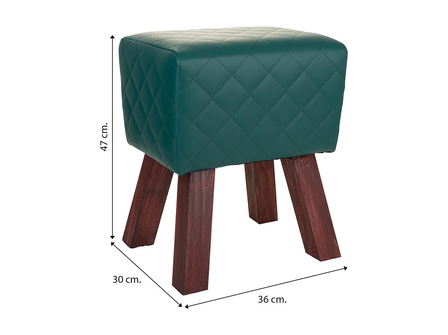 Grüner gepolsterter Hocker 36x30x47h cm