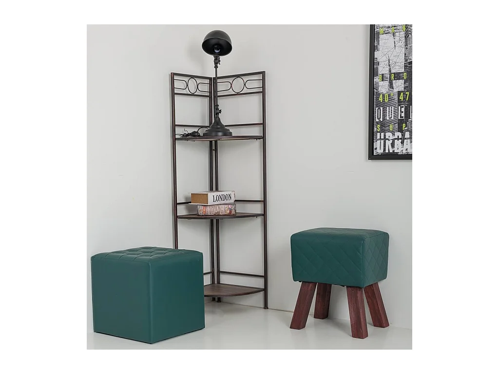 Tabouret rembourré vert 36x30x47h