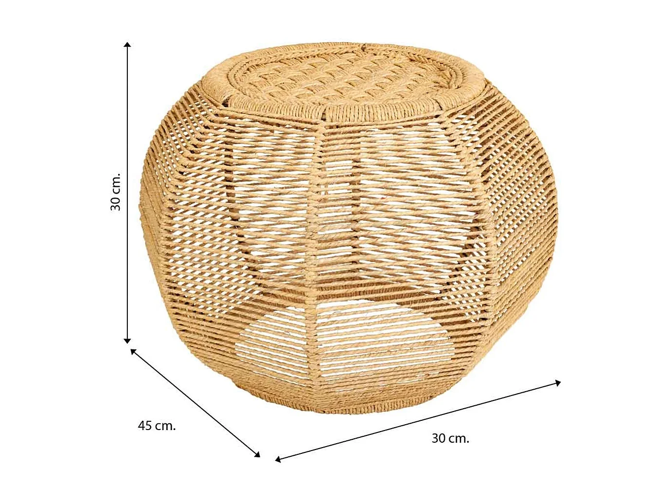 Taburete de cuerda trenzada 30x45x30
