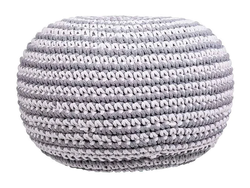 Pouf en coton tressé gris 45x45x30h