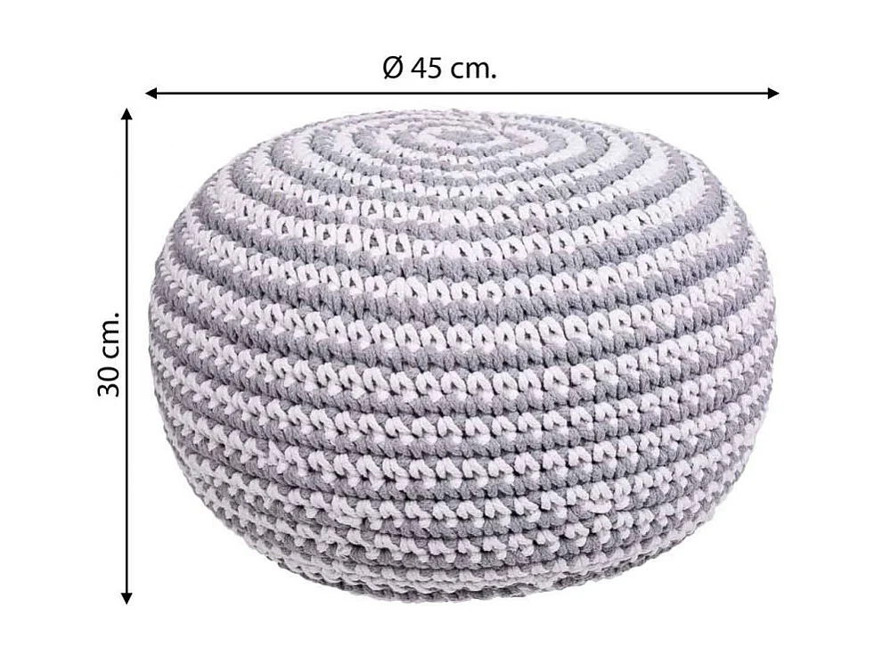 Pouf en coton tressé gris 45x45x30h