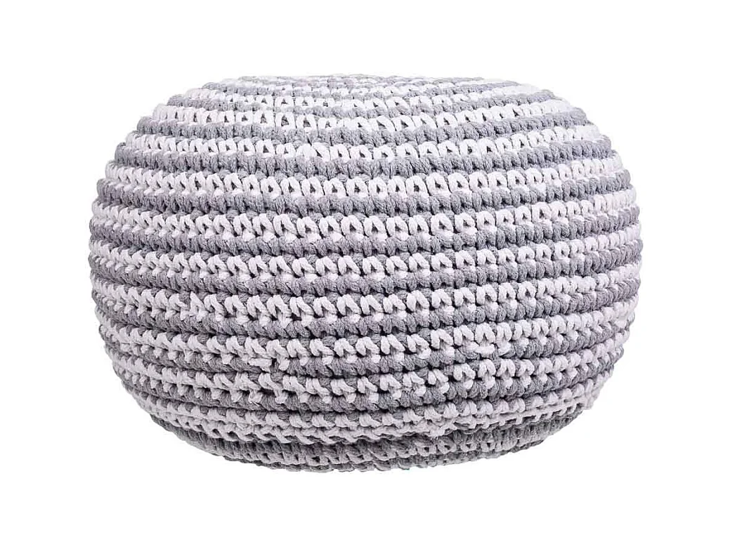 Pouf en coton tressé gris 45x45x30h