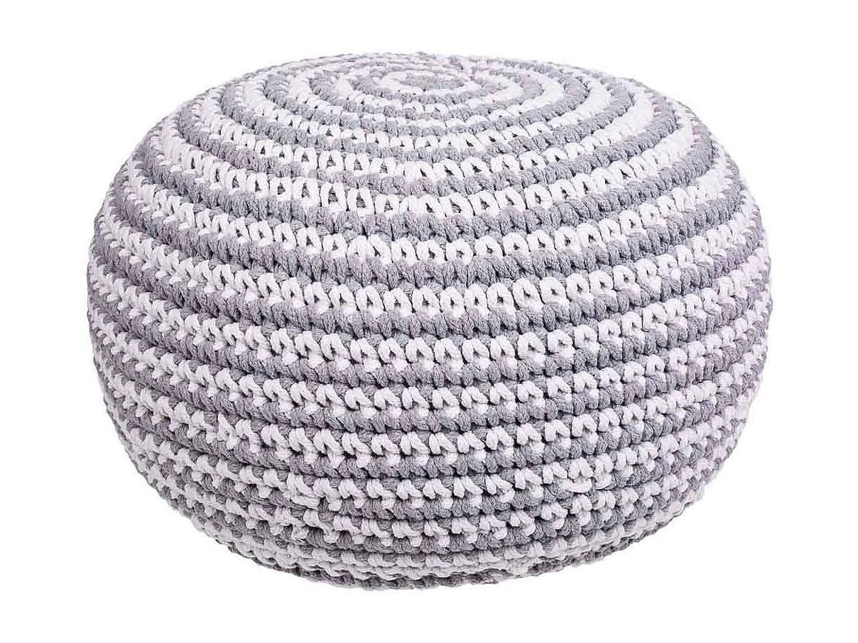 Puf in cotone intrecciato grigio 45x45x30h