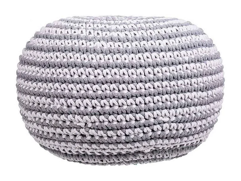 Puf in cotone intrecciato grigio 45x45x30h