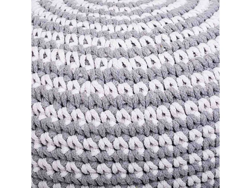 Puf in cotone intrecciato grigio 45x45x30h
