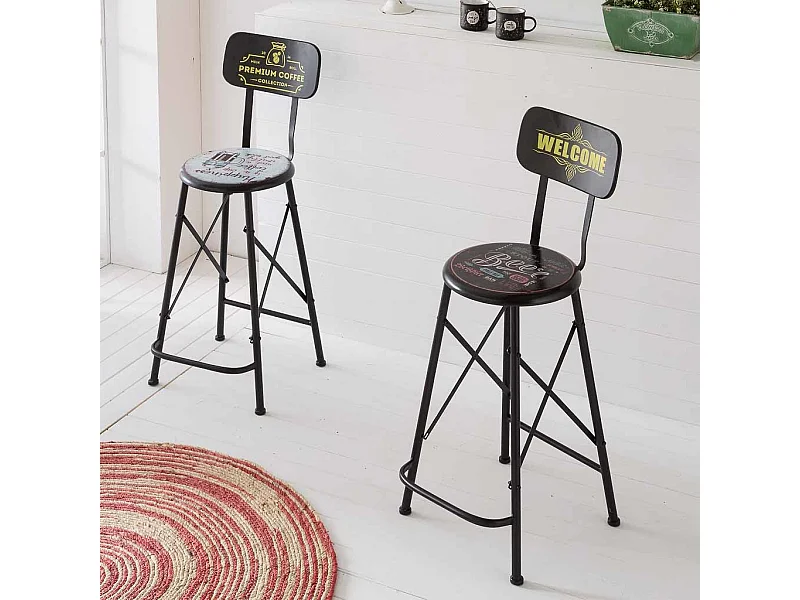 Sgabello alto in metallo nero 46x40x100h