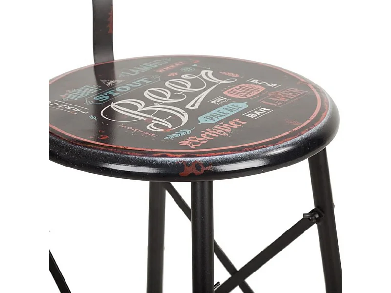 Banqueta alta de metal preto 46x40x100h cn