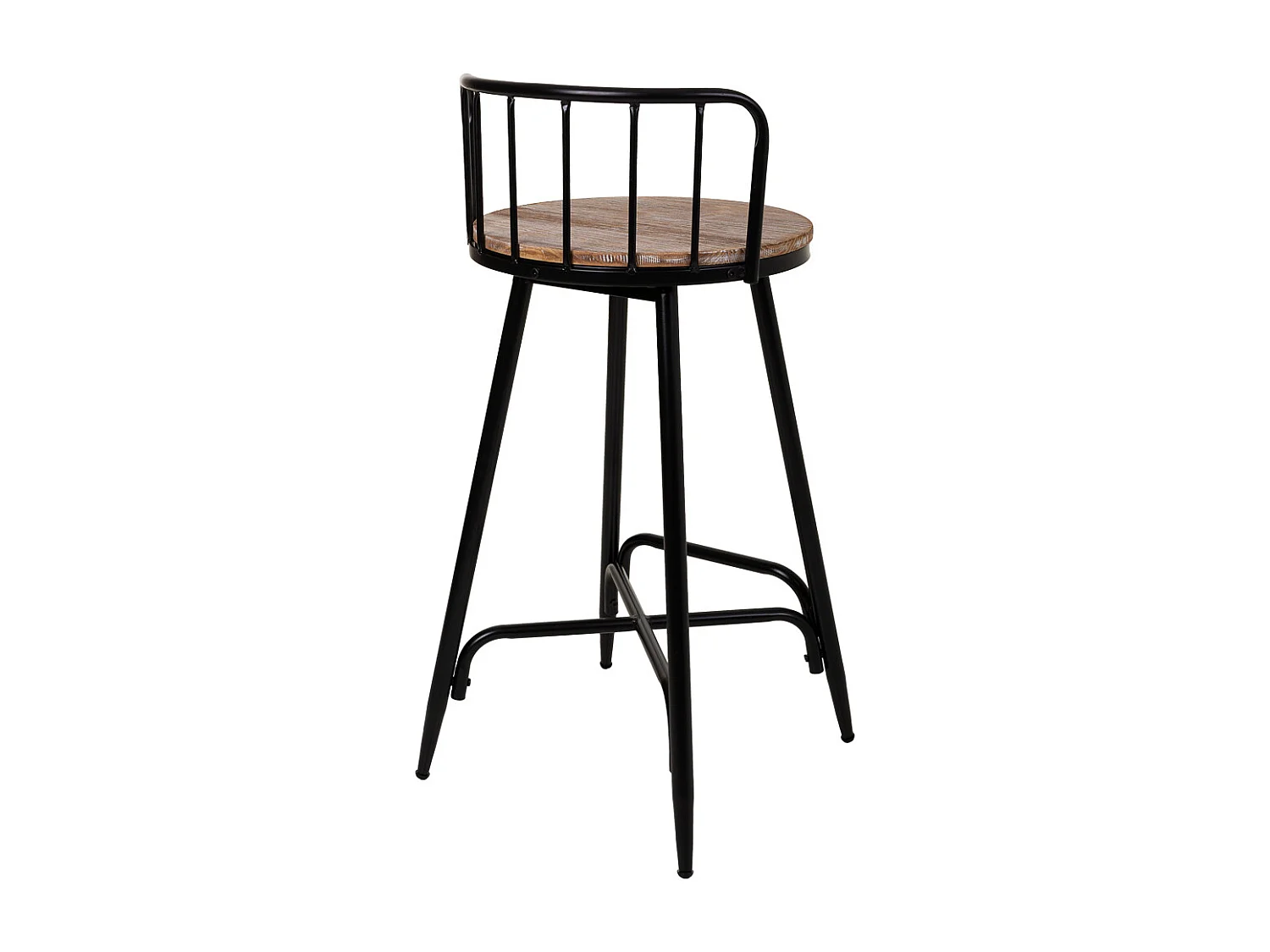 Hocker mit Rückenlehne aus Metall und grauem Holz, 41x41x88h cm