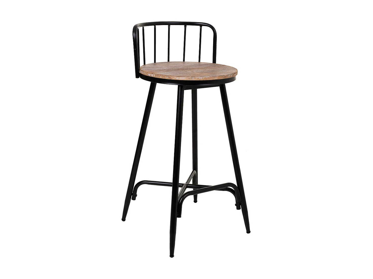 Hocker mit Rückenlehne aus Metall und grauem Holz, 41x41x88h cm