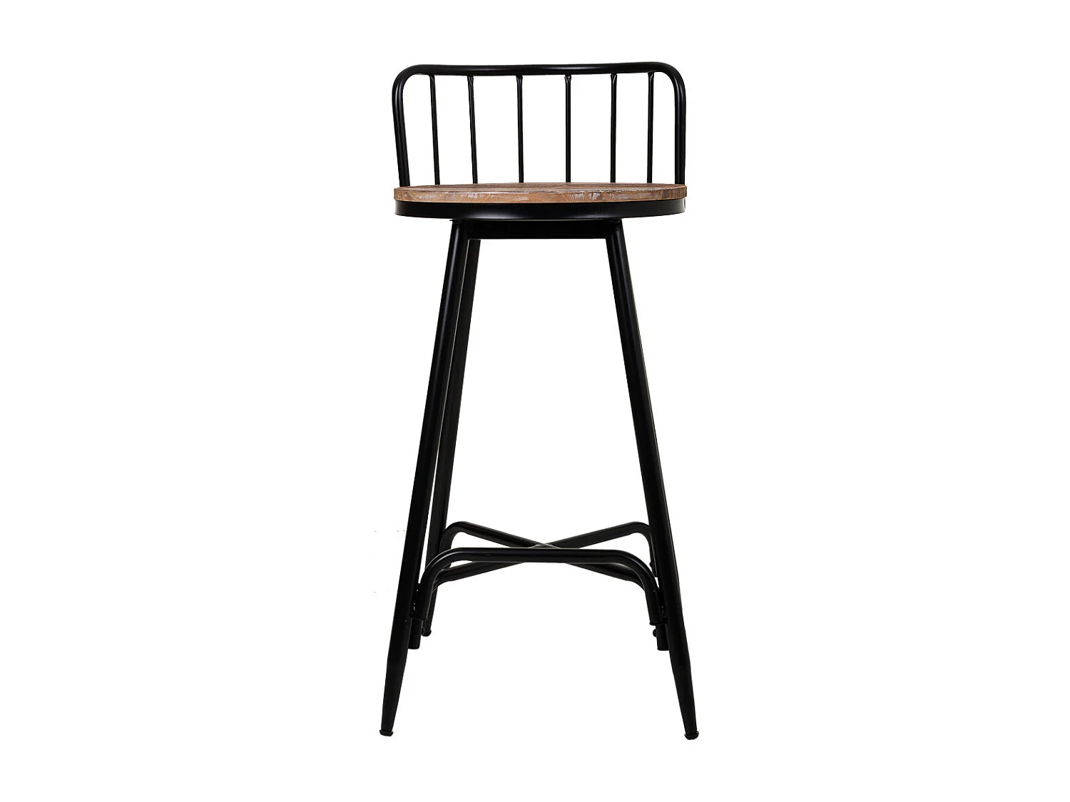 Hocker mit Rückenlehne aus Metall und grauem Holz, 41x41x88h cm