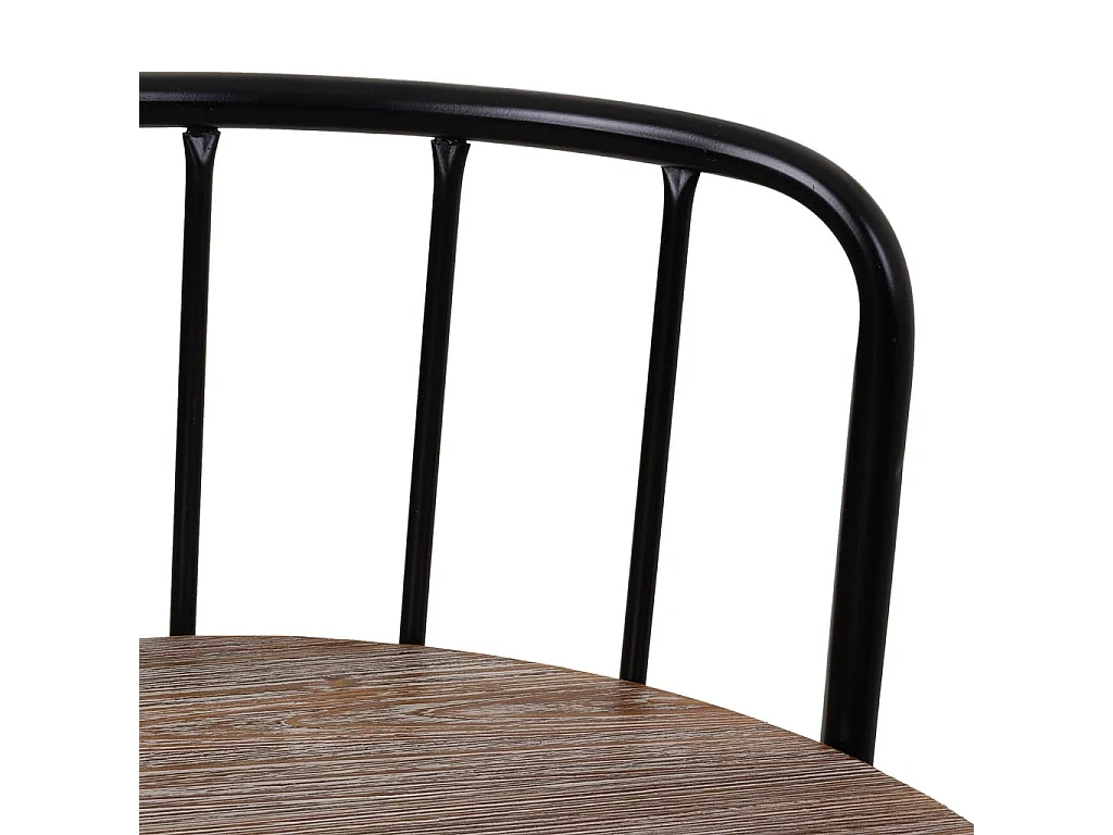 Hocker mit Rückenlehne aus Metall und grauem Holz, 41x41x88h cm