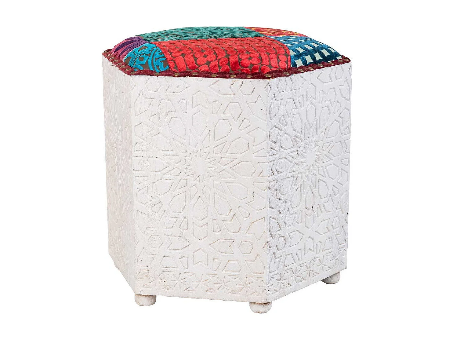 Weißer Holzhocker 46x46x41h cm