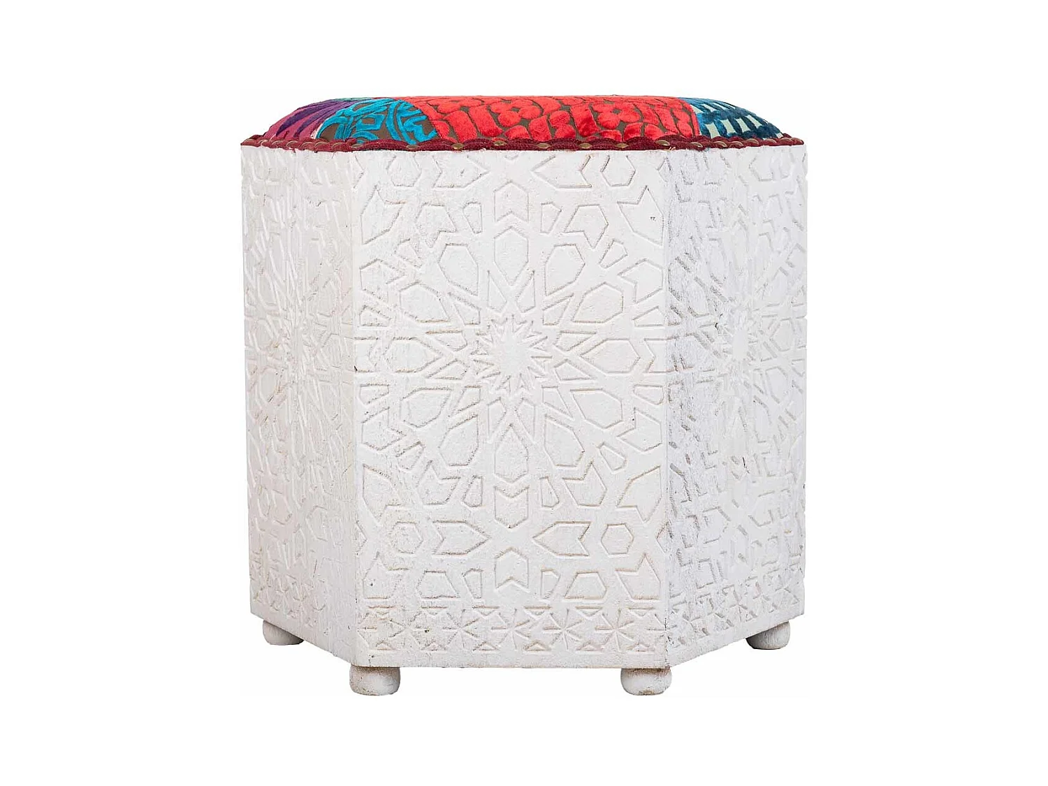 Tabouret en bois blanc 46x46x41h