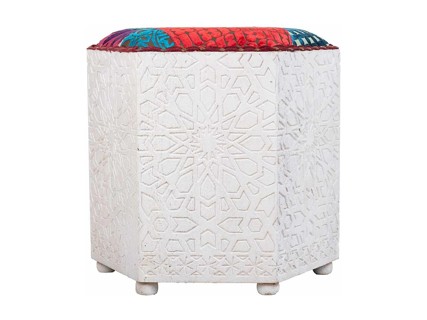 Tabouret en bois blanc 46x46x41h