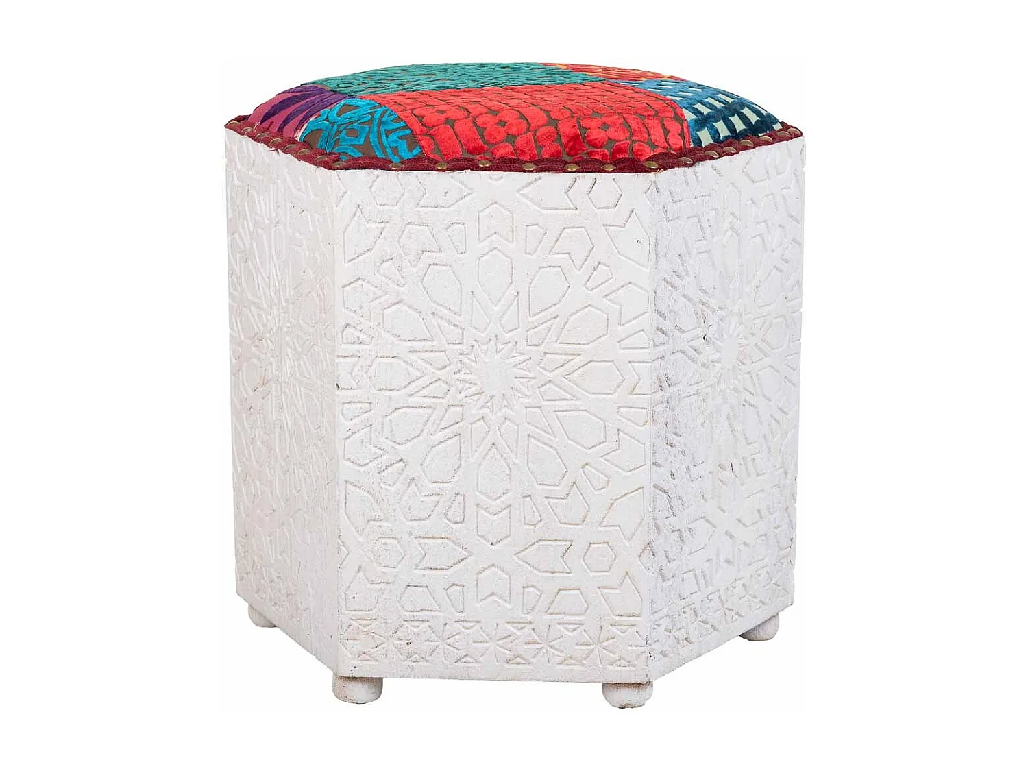 Tabouret en bois blanc 46x46x41h