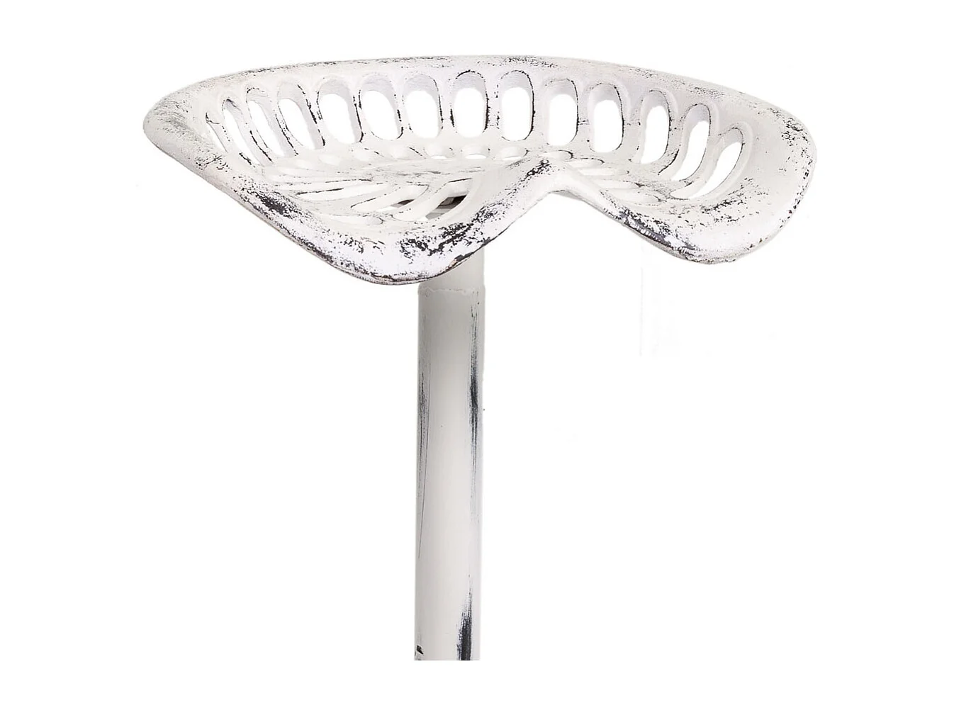 Banqueta de madeira lacada branca e metal 44x34x80