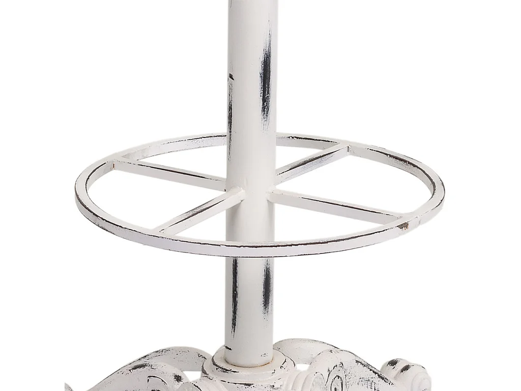 Banqueta de madeira lacada branca e metal 44x34x80