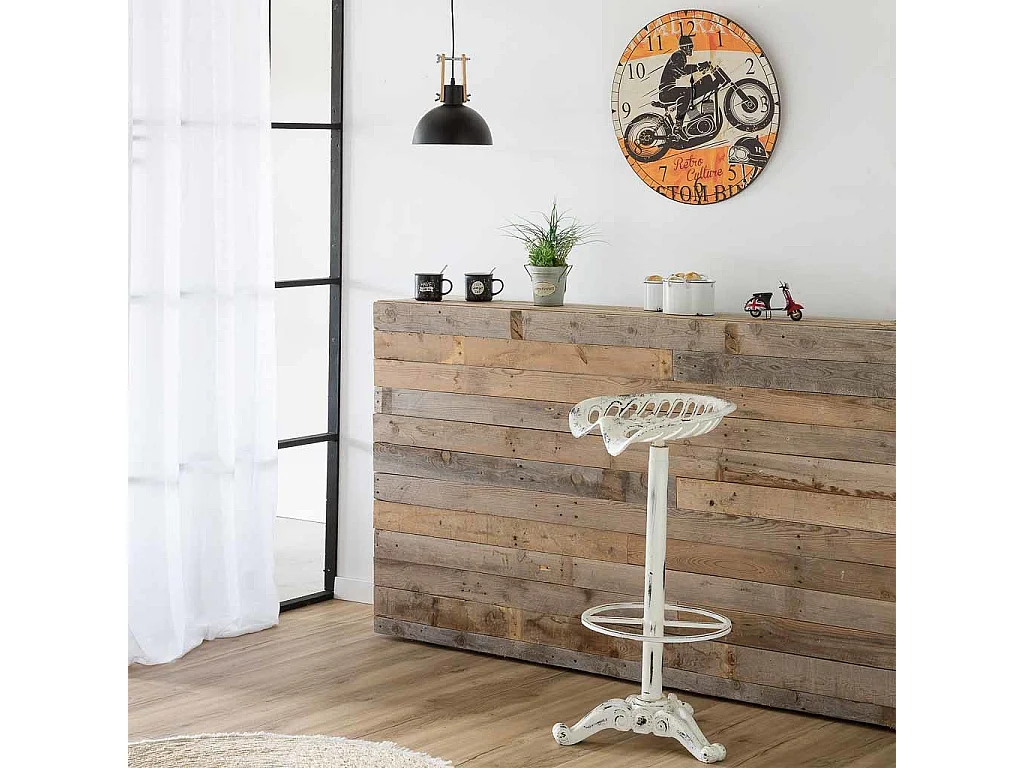 Hocker aus weiß lackiertem Holz und Metall, 44x34x80h cm