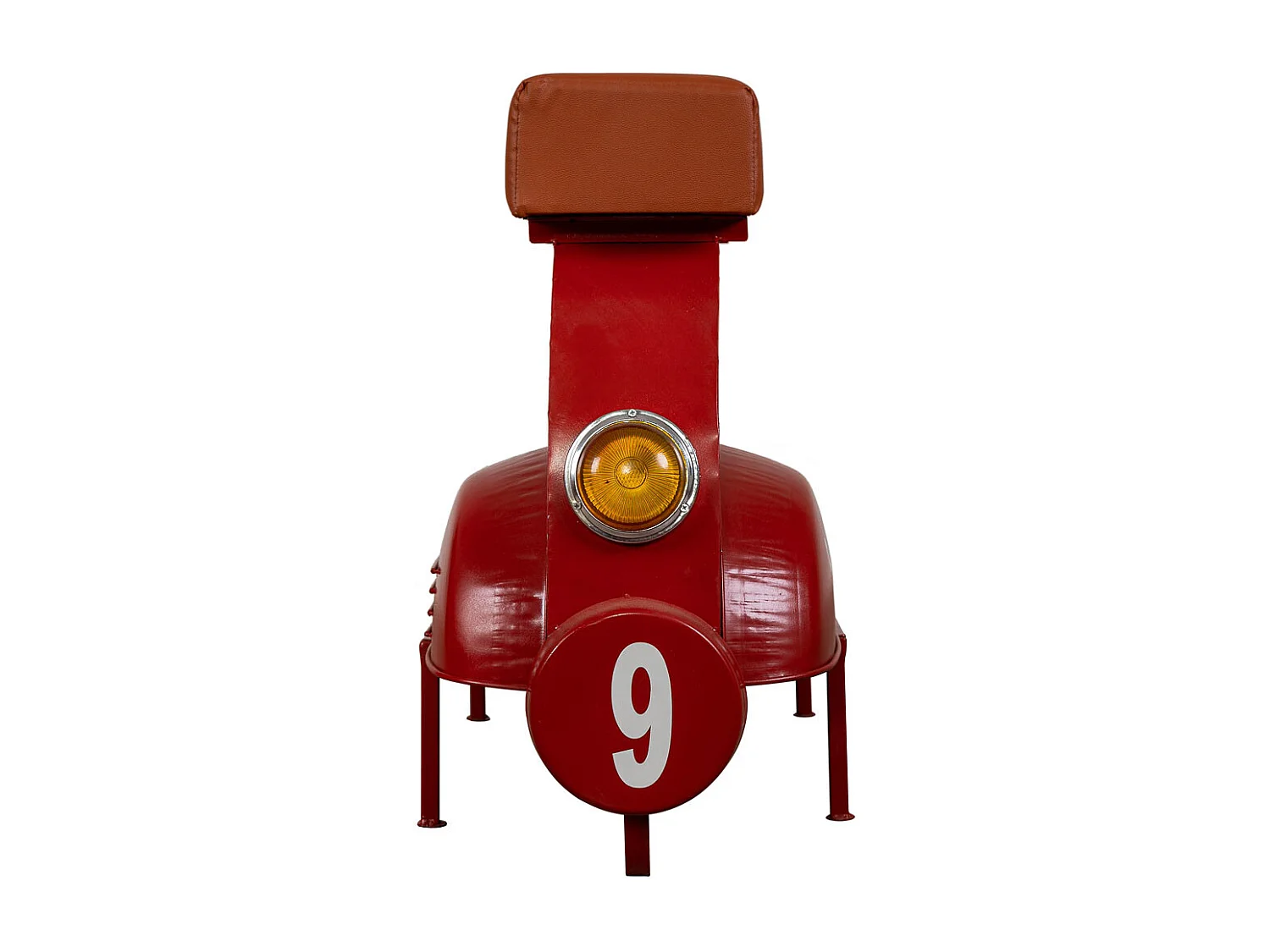 Banqueta vermelha de metal e couro 95x50x75