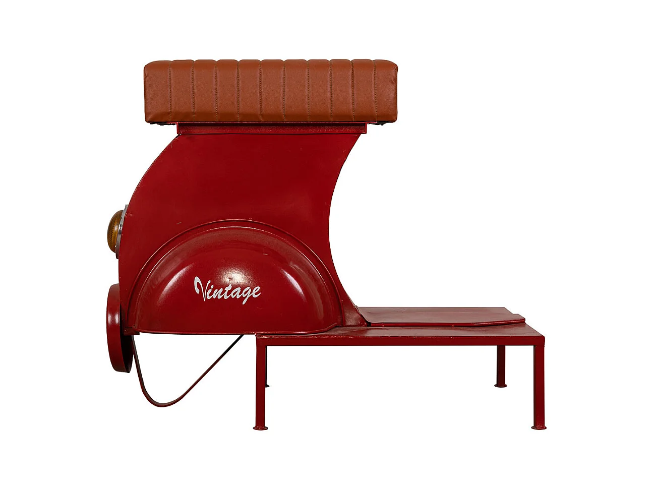 Tabouret en métal et cuir rouge 95x50x75h