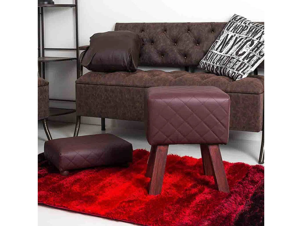 Banqueta estofada marrom 36x30x47