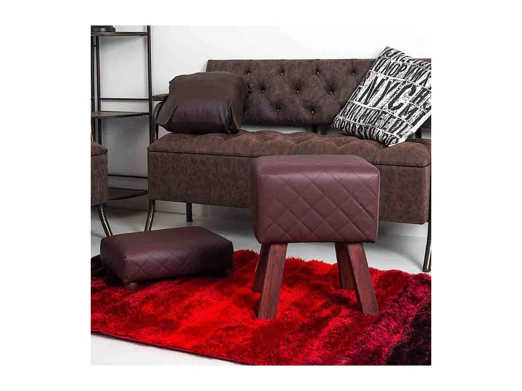 Tabouret rembourré marron 36x30x47h