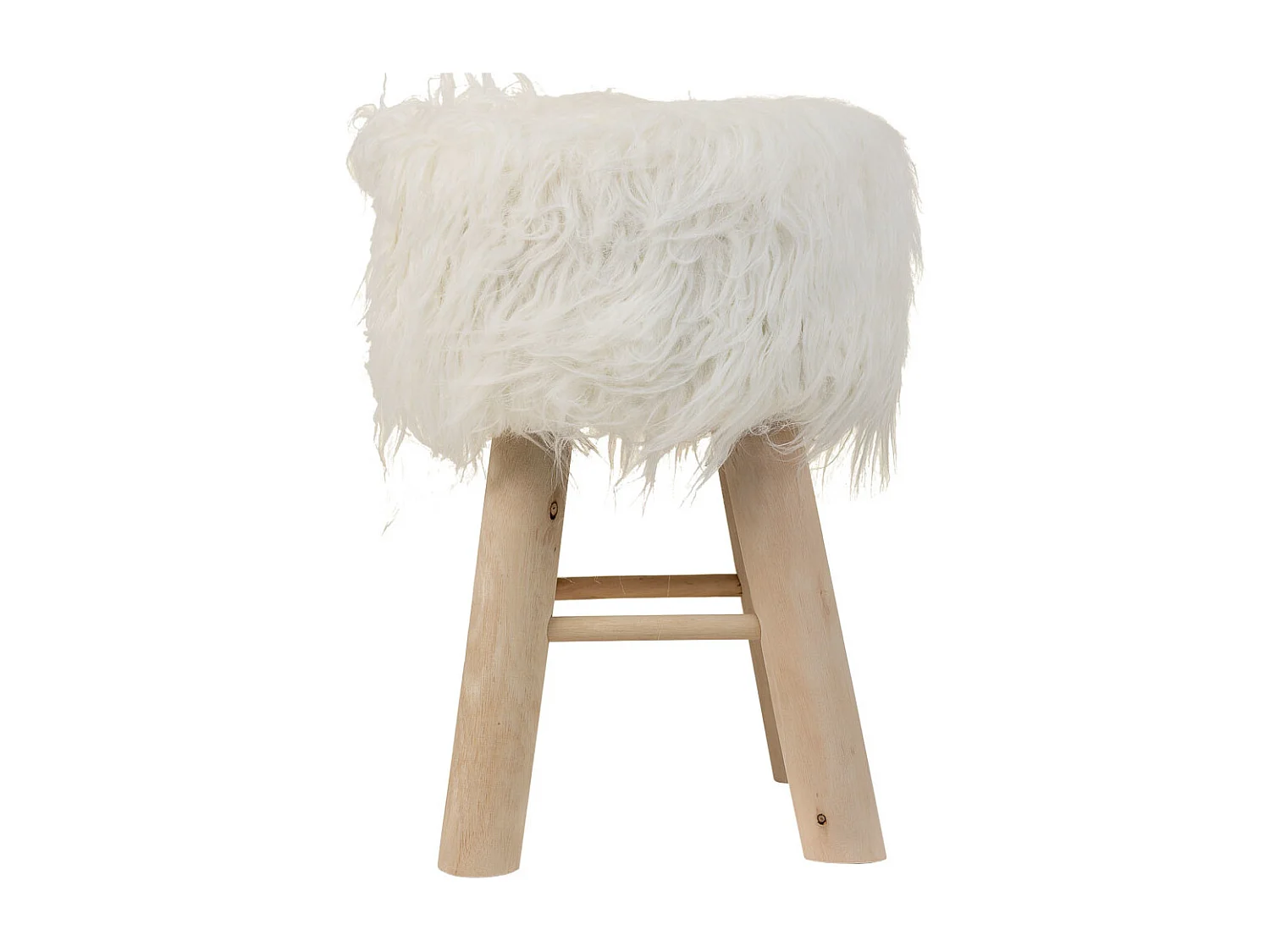 Holzhocker mit weißem Stoffbezug, 32x32x44h cm