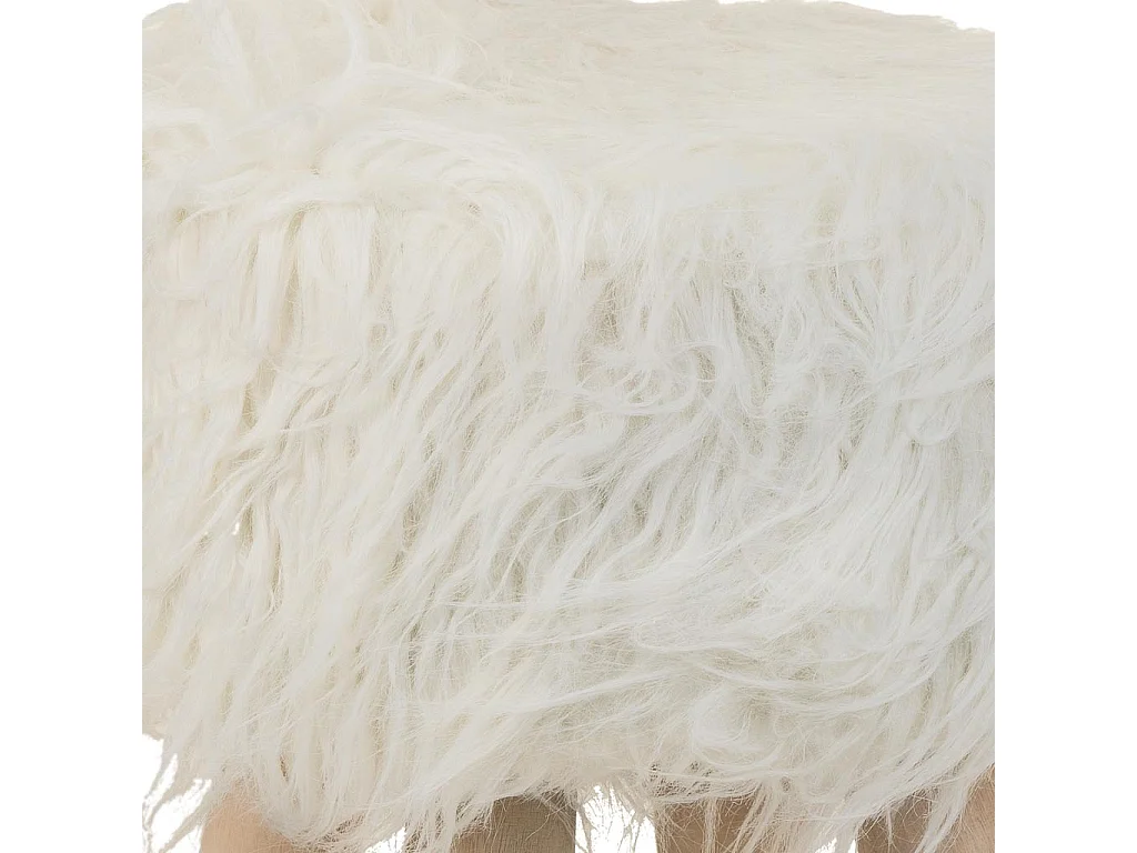 Holzhocker mit weißem Stoffbezug, 32x32x44h cm