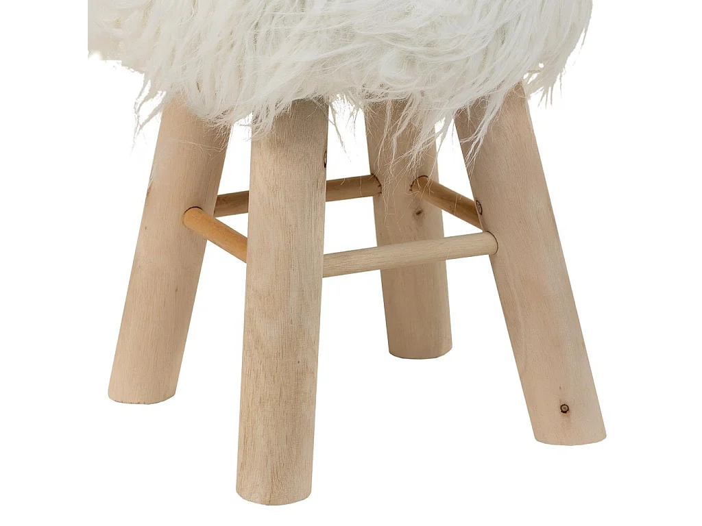 Holzhocker mit weißem Stoffbezug, 32x32x44h cm