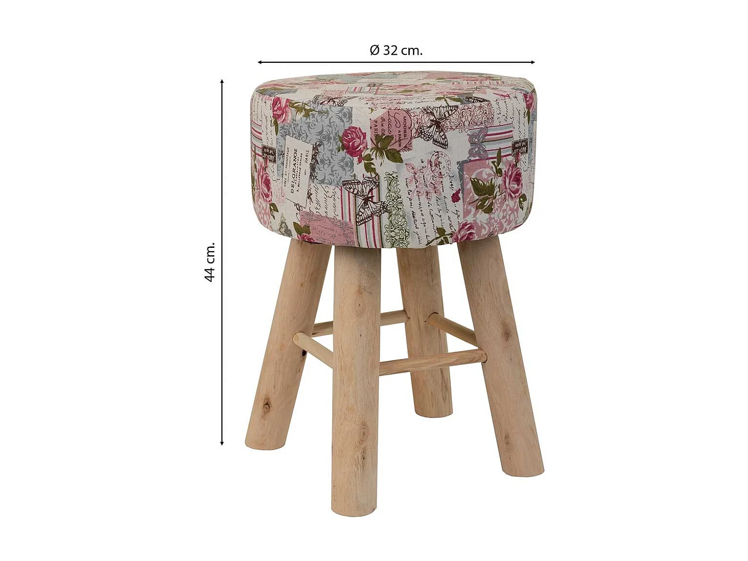 Sgabello in legno rivestito in tessuto lilla 32x32x44h