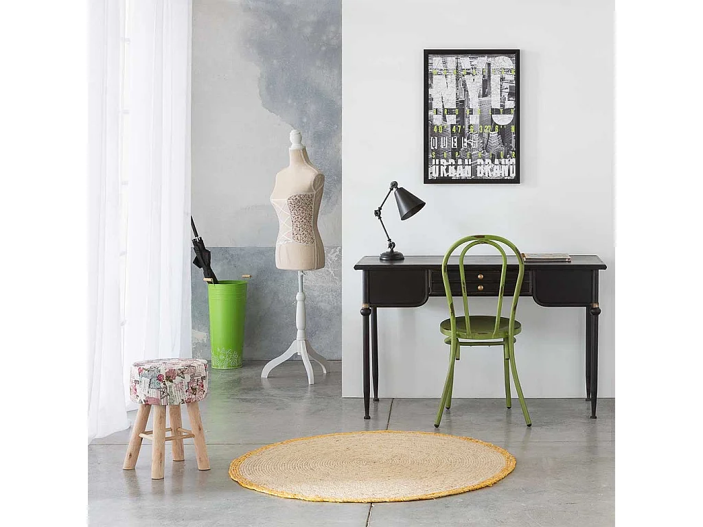 Sgabello in legno rivestito in tessuto lilla 32x32x44h