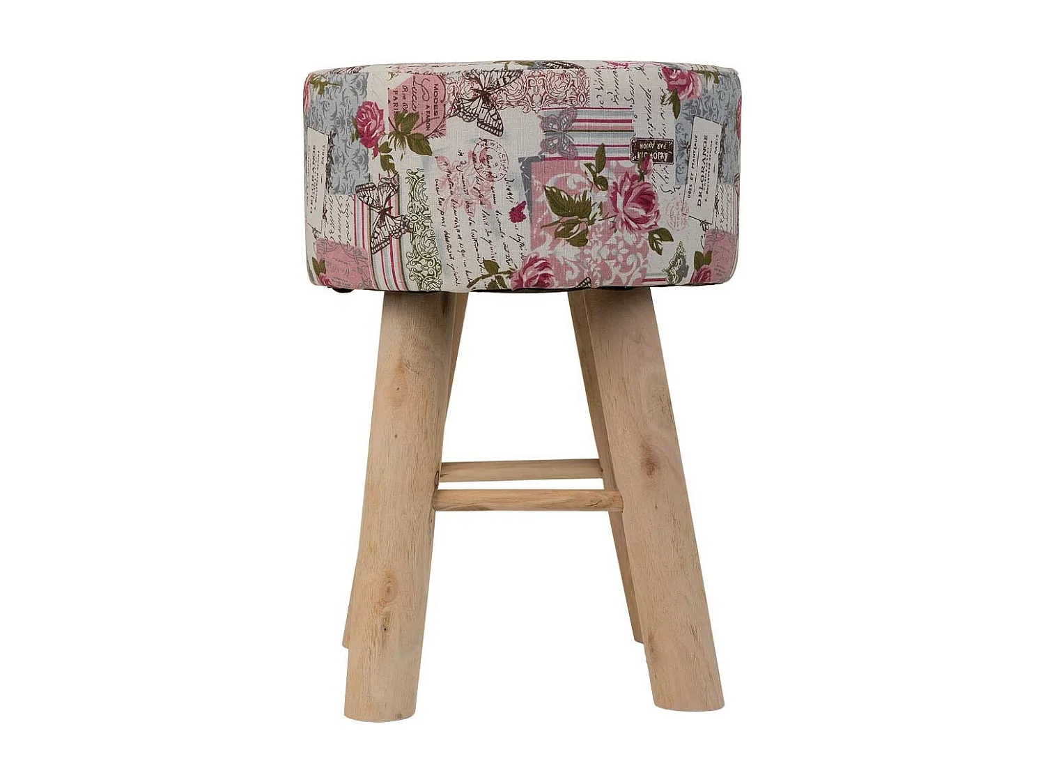 Sgabello in legno rivestito in tessuto lilla 32x32x44h