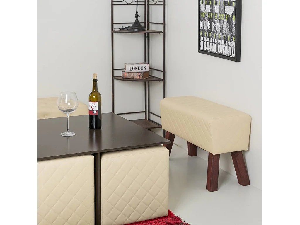 Weißer gepolsterter Hocker 72x30x47h cm