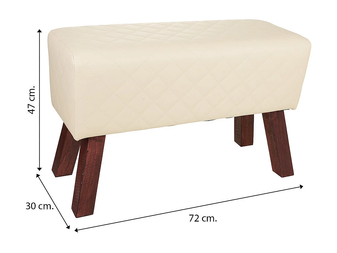 Weißer gepolsterter Hocker 72x30x47h cm
