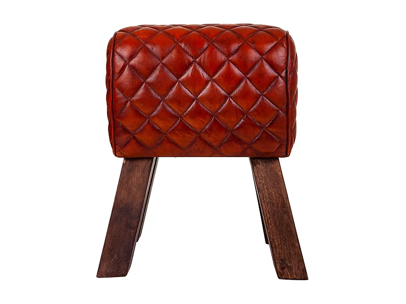 Brauner Lederhocker 41x30x51h cm