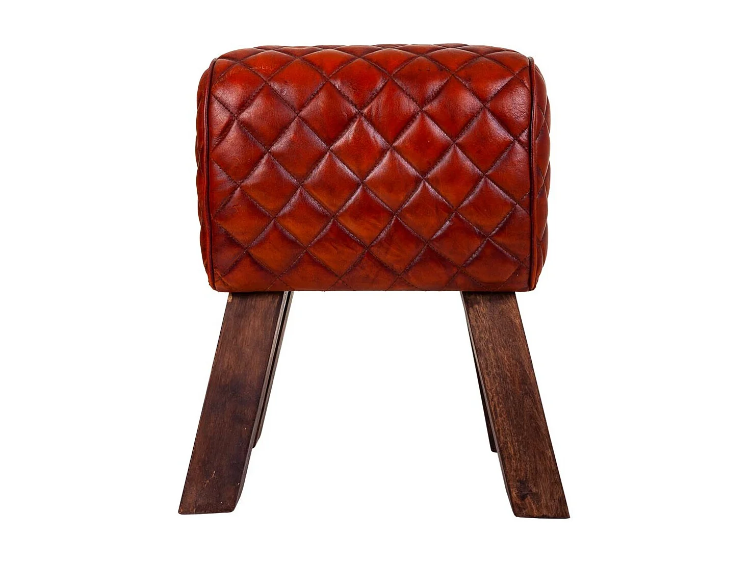 Sgabello in pelle marrone 41x30x51h