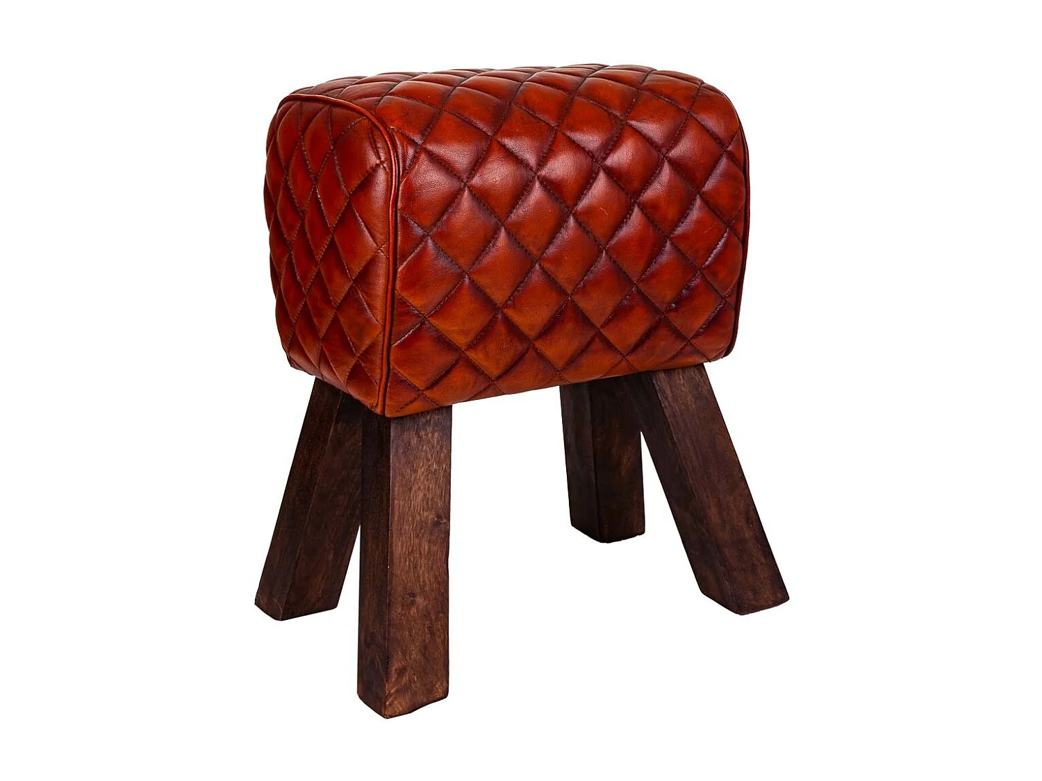 Sgabello in pelle marrone 41x30x51h