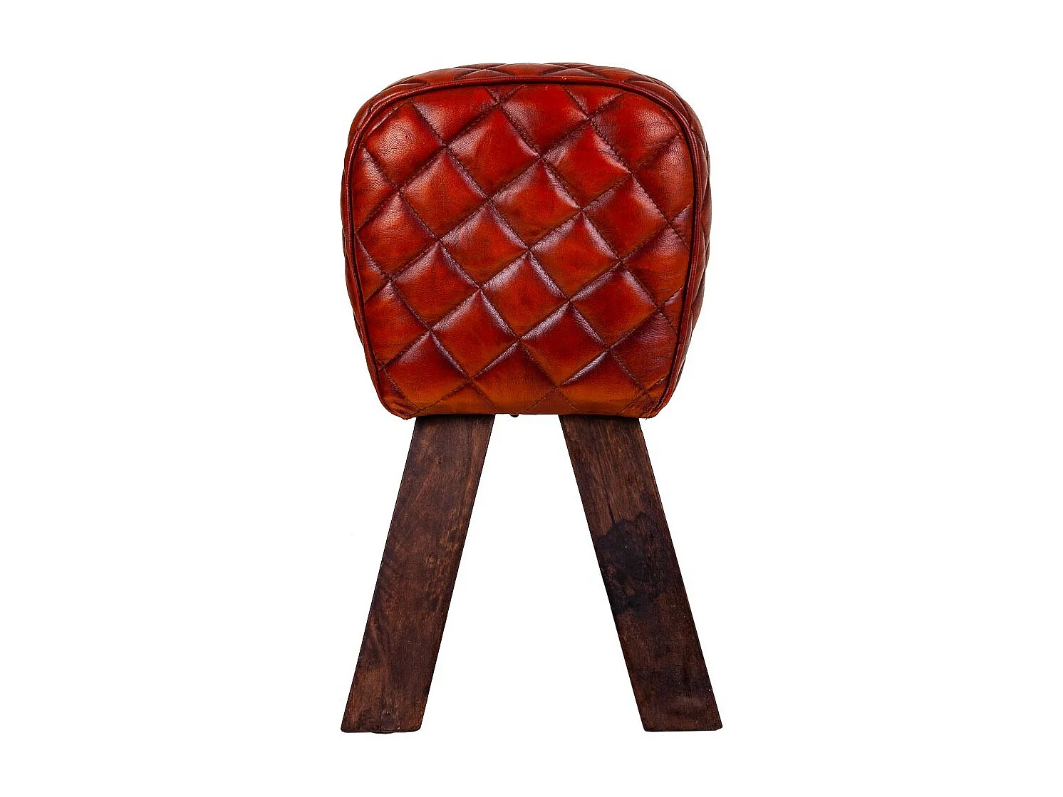 Sgabello in pelle marrone 41x30x51h