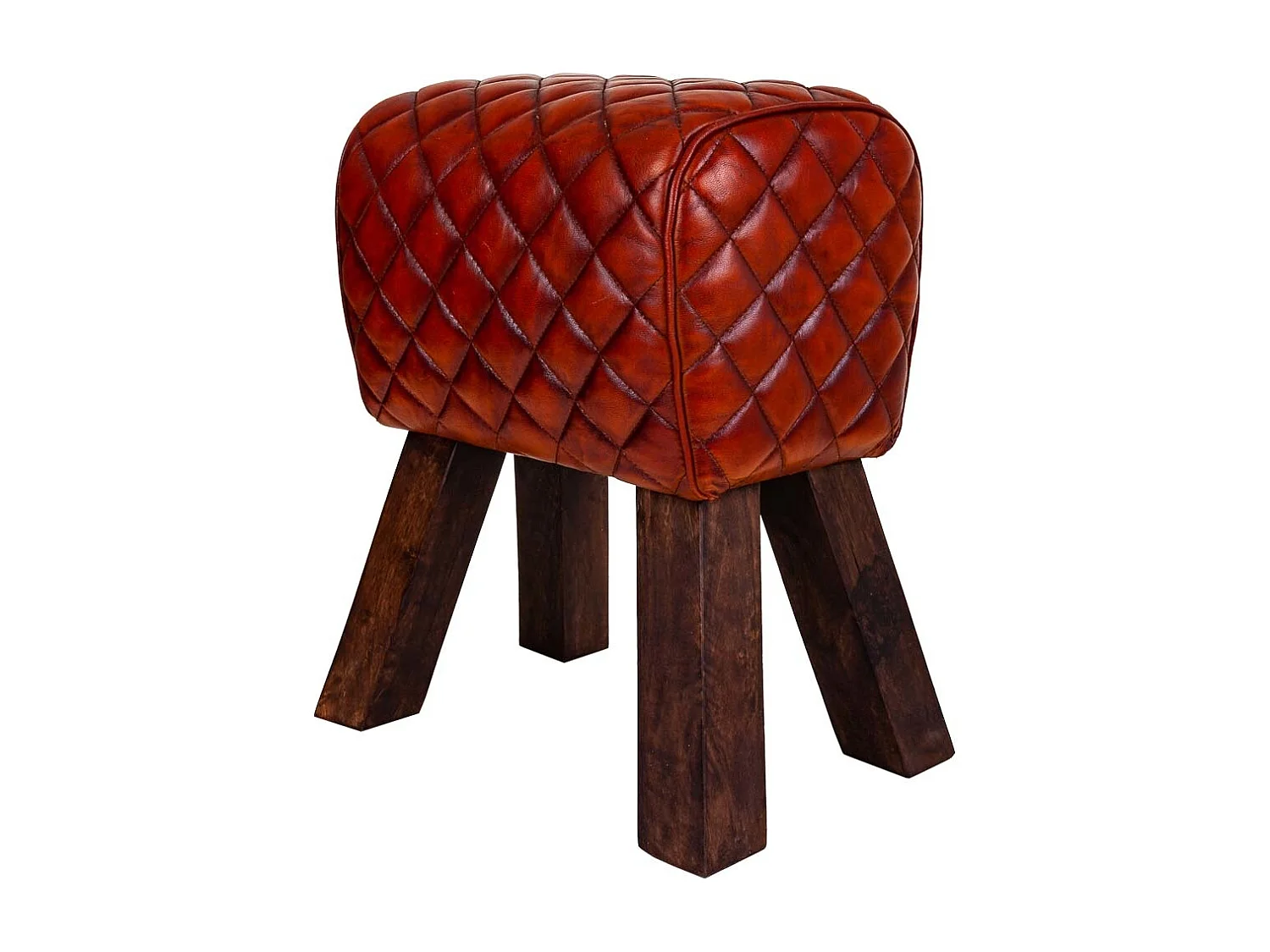 Sgabello in pelle marrone 41x30x51h